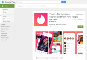 tinder app rating by google play